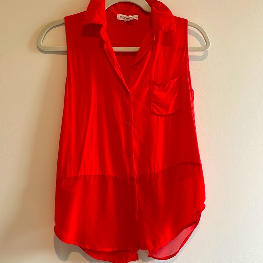 BCBGeneration blouse in bright coral